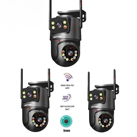 KIT Câmera De Segurança a Prova de água Lente Dupla APP Icsee/YOOSEE IP66 Camera IP WiFi 360