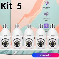KIT Câmera de segurança a Prova D'água sem fio gira 360 com app Yousee full HD visão notturna Jortan JT-8177