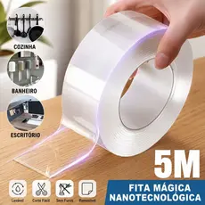 Fita Dupla Face Extra Forte Transparente NanoGel Silicone Adesiva Cola na Parede Móvel Porta