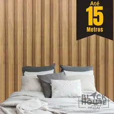 Papel de Parede Madeirado Texturado Bege/Marrom 5 METROS x 45CM Adesivo Autocolante Sala, Quarto