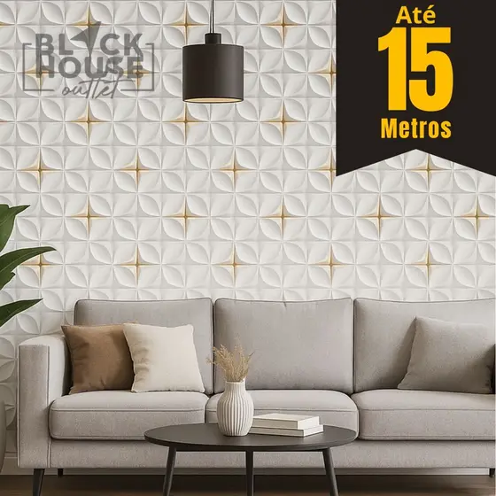 Papel de Parede 3D Cinza Dourado Geometrico Adesivo Autocolante Rolo 5m x 45cm Sala Quarto