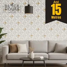 Papel de Parede 3D Cinza Dourado Geometrico Adesivo Autocolante Rolo 5m x 45cm Sala Quarto