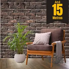Papel de Parede PREMIUM Rolo 5 Metros Autoadesivo Tijolo Envelhecido Salas e Quartos 5m x 45cm