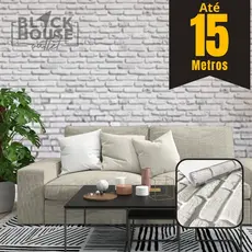 Papel de Parede Autoadesivo Premium 5 Metros Tijolinho Branco 3D Sala/Quarto 5m x 45cm