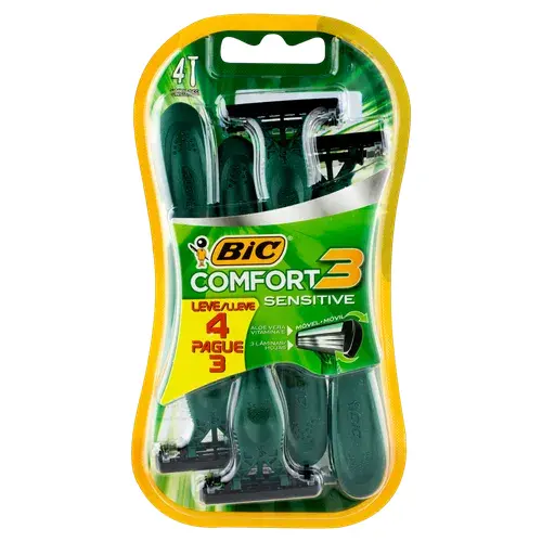 Aparelho de Barbear Comfort 3 Sensitive Bic Leve 4 Pague 3