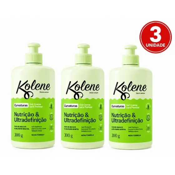 Promoção 3 Gel Creme para Pentear Kolene Curvaturas 300ml