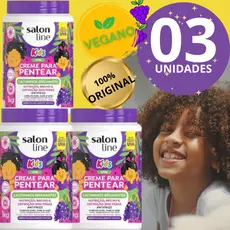 Promoção 3 Salon Line Creme De Pentear Kids Uva Cachinhos Brilhante 1KG