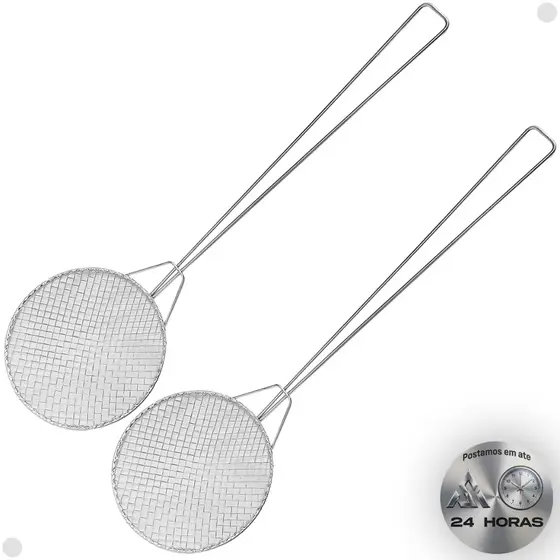 2x Escumadeira de Fritura N°16 16cm Inox para Pastel Batata Salgados Cozinha
