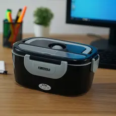 Marmita Elétrica Térmica Bivolt 1,5L Preta Compartimentos Colher Alça Refeições Quentes Trabalho