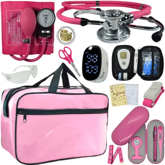 Kit Enfermagem Bolsa Top Promocao Completo Aparelho Pressao Estetoscopio
