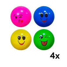 4 Bola de Vinil Emoticon Colorida Carinha 25x25cm