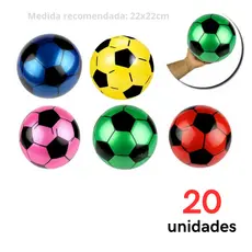 20 Bola de Futebol Dente de Leite Colorida Vinil 22x22cm Diâmetro