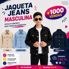 Jaqueta Longa Premium Masculina Infantil Juvenil Casaco Blusão Jeans Claro Bege Preta Crianças Roupa