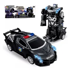 Carro Polícia Bate e Volta Brinquedo Transforma Robô com Luz e Som