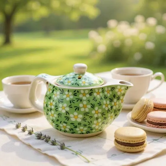Mini Bule de Chá Porcelana Flores com Infusor Inox Chaleira 250ml
