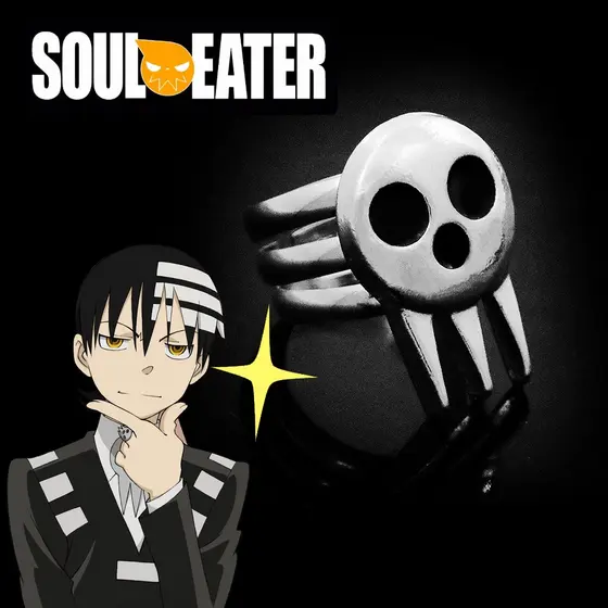 Anime Soul Eater Death The Kid Cosplay Anéis Unissex Anel Ajustável Prop Acessórios Joias