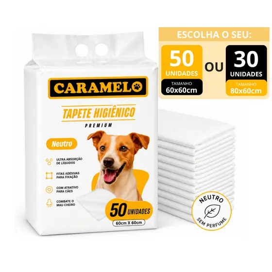 Tapete Higiênico Premium Caramelo - Alta Absorção - Não Vaza Combate mau cheiro - Adesivo para Fixar