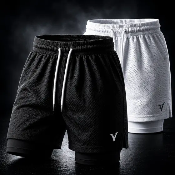 KIT 2 Shorts 2 em 1 DryFit VLS Original Elastano Academia Esporte Treino Masculino