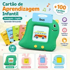 Cartão de Aprendizagem Infantil Português(Portugal) Inglês,  Brinquedo Educativo com Som