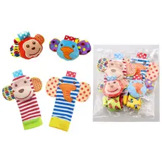 Conjunto de meias e pulseira com chocalho para bebês, adequado para bebês de 0 a 1 ano.