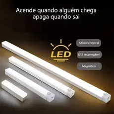 Lâmpada noturna LED com sensor sem fio USB recarregável cozinha guarda-roupa