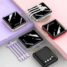 Bateria externa portátil de 5000/10000 mAh, com cabo de carregamento incluso.