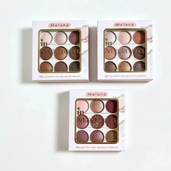 Paleta 4 em 1 Melana – Maquiagem Multifuncional Blush+Sombra+Iluminador+Pó Compacto