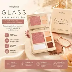 Paleta De Blush, Iluminador e Sombra Ruby Rose Glass Glam- Multifuncional