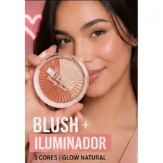 Blush e iluminador Multicolour - Glowing Bomb Jasmyne - Alta pigmentação e Brilho