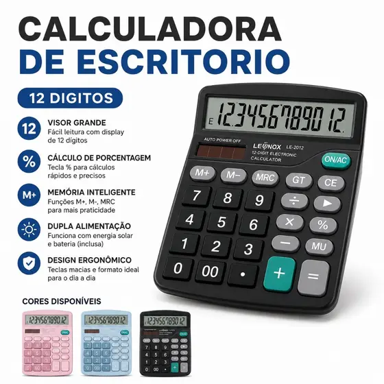 Calculadora De Mesa Escritório 1 a 4un 12 Dígitos Simples de Mão Kk-837b Eletrônica Comercial