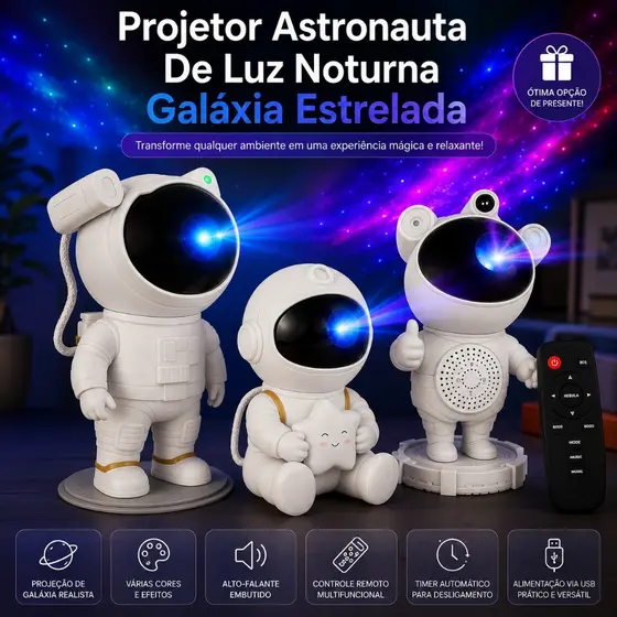 Projetor Astronauta De Luz Noturna Galáxia Estrelada Projetor De Luz de Teto Nebulosa Com Controle