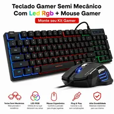 Teclado Gamer Semi Mecânico Com Led Rgb Usb Português/BR Pc Ps4