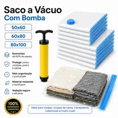 Kit Saco a Vácuo Com Bomba Viagem Mala Organizador Para Roupa Guarda Roupa Edredom  Reutilizável