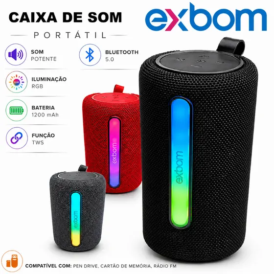 Caixa De Som Bluetooth Portátil Led Rgb 31BTL 33BTL Alto Falante Multimídia Fm P2 Usb 15w 30w