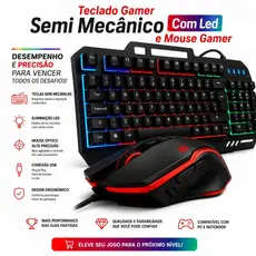 Teclado Gamer Semi Mecânico Com Led Rgb Usb Português/BR Pc Ps4 Com Suporte Para Celular