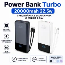 Carregador Portátil Power Bank Turbo 20000mAh 22.5W Premium iPhone Samsung Xiaomi