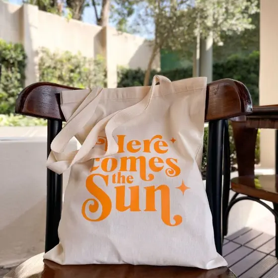 Bolsa Ecobag 100% algodão Estampa Here comes the sun - Ai vem o sol