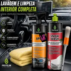 Kit Lavagem Protelim Carro Snow Wash Shampoo Automotivo Neutro Apc Limpador Multiuso Limpa Interna