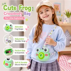 Bolsa Infantil Transversal Sapinho de Silicone com Alça Ajustável para Crianças