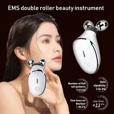 EMS Rolo Duplo Massageador Facial Levantamento Reduzir Rugas Melhorar A Elasticidade Da Pele Firme Pescoço Rosto