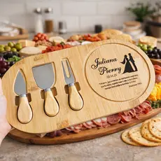 Kit Petisqueira em bambu com 3 utensílios Minimalista Personalizada com foto e nome