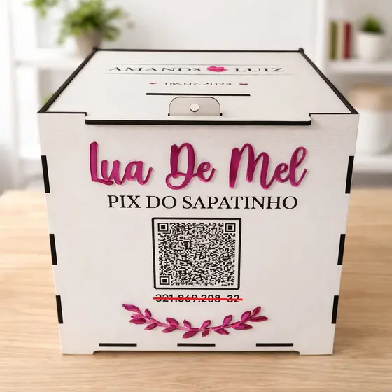 Caixa para Lua de Mel Casamento Gravata e Sapatinho da Noiva Personalizada com Nomes e Cores