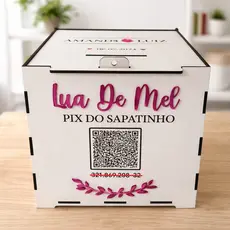 Caixa para Lua de Mel Casamento Gravata e Sapatinho da Noiva Personalizada com Nomes e Cores