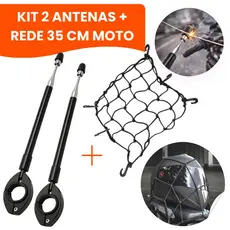 Kit 1 ou 2 Antena Com ou Sem Rede Elástica Moto Aranha 35 cm 7 Estágios Corta Pipa Retrátil Anti Cerol Aço Inox