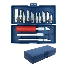Kit Estilete de Precisao Profissional 13 Laminas Jogo Estilete Artesanato 16 Peças
