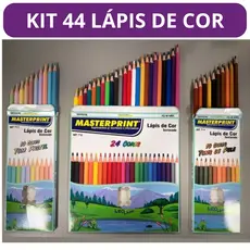 Kit 44 Lápis de Cor (24 CORES + 10 Cores Tom Pastel +10 Cores Tons de Pele) Escolar Sextavado