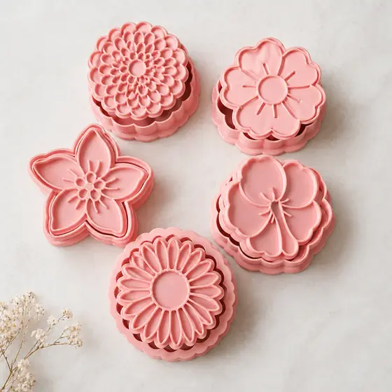 Kit 5 Cortadores Flores Biscoito Molde Cookie Confeitaria Massinha Infantil