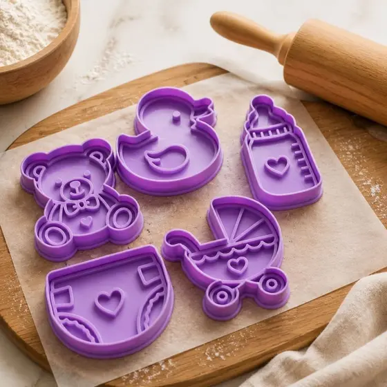 Kit 5 Cortadores de Biscoito Bebê | Molde Massinha Modelar Artesanato Infantil