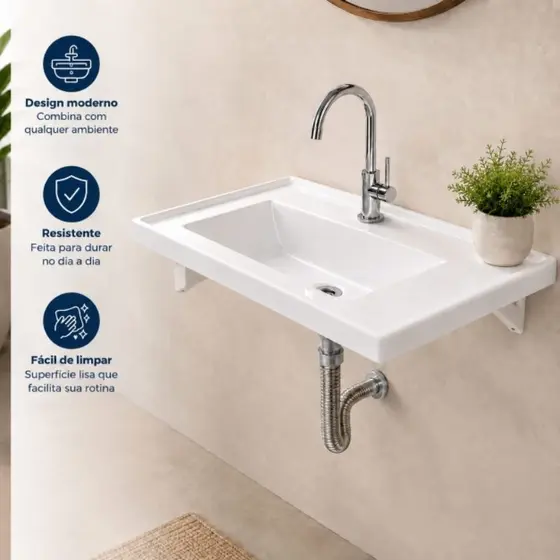 PIA PARA BANHEIRO LAVABO CUBA ABS RESISTENTE MODERNA